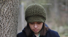 Load image into Gallery viewer, ribbed newsboy hat pattern