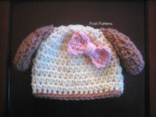 Load image into Gallery viewer, girls puppy hat crochet pattern