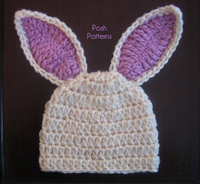 Load image into Gallery viewer, easter bunny hat crochet pattern