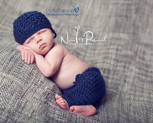Crochet PATTERN - Crochet Newsboy Hat and Baby Pants Pattern