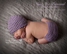 Load image into Gallery viewer, crochet hat and diaper cover pattern