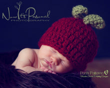 Load image into Gallery viewer, crochet baby apple hat pattern