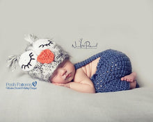 Load image into Gallery viewer, sleepy owl hat pattern