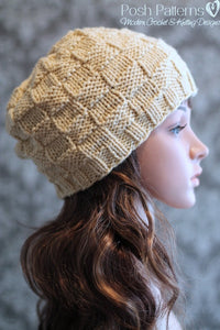 checkered basket weave hat knitting pattern