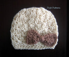 Load image into Gallery viewer, crochet hat and bow pattern