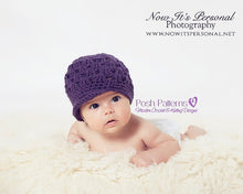 Load image into Gallery viewer, girls crochet newsboy hat pattern