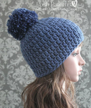 Load image into Gallery viewer, easy pom pom beanie crochet pattern